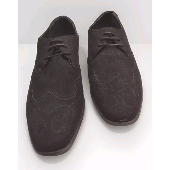 Men's Vegetarian Shoes Black 13 M Oxford Formal Vegan Suede Made In Portugal - Picture 3 of 11